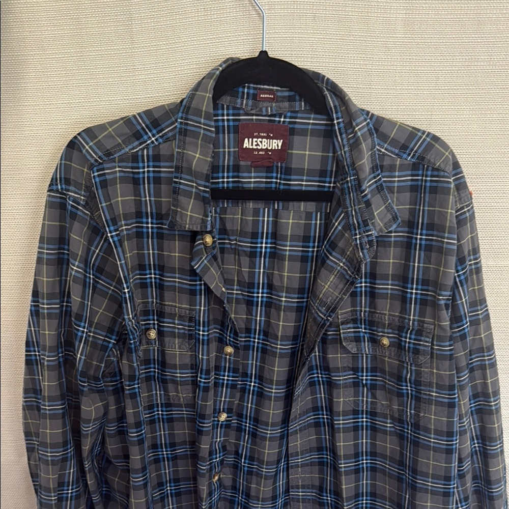 Blue and Black Casual Button Down Shirt with Soft Flannel Fabric
